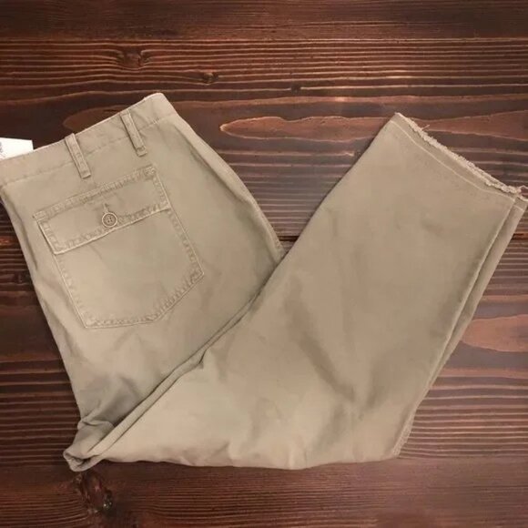 NWT BLUE SPICE OLIVE GREEN HIGH WAIST RAW HEM CROP PANTS PLUS 16 - Picture 2 of 4